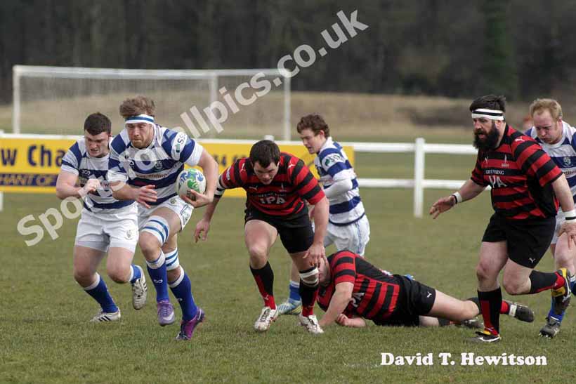 Tynedale's Sam Reynolds on the charge against Blackheath, National League Division 1, Tynedale Park, Corbridge, Northumberland.